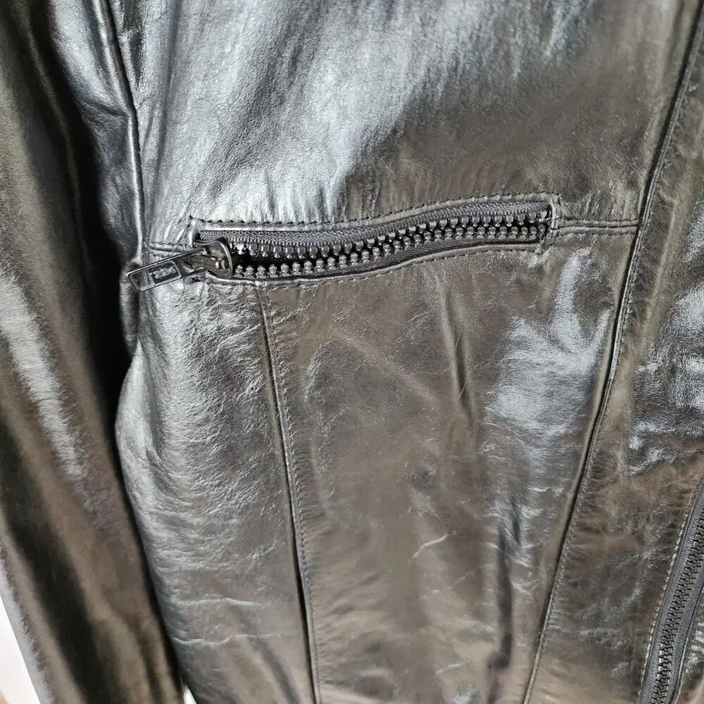VTG Berman’s The Leather Experts Brown Leather Bomber Jacket Size 44 Korea 80s